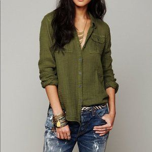 Free People We The Free Solid Gauze Button Down
